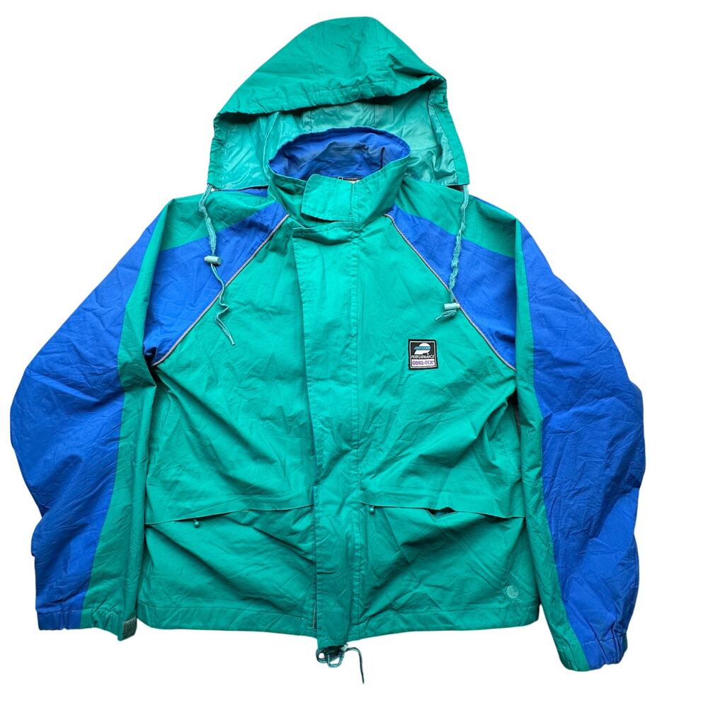 Vintage 90s Performance Cycling Gore-Tex Windbreaker Jacket Men Large Hood Green